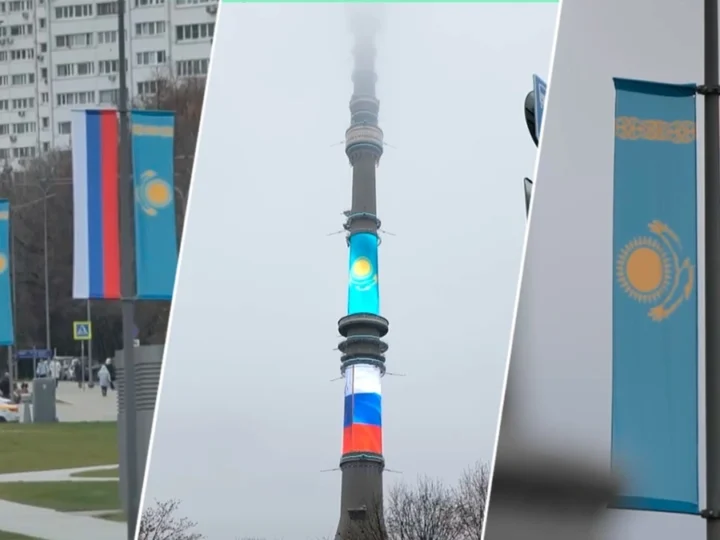 Қазақстанның көк туы Мәскеу көшелерінде желбіреп тұр