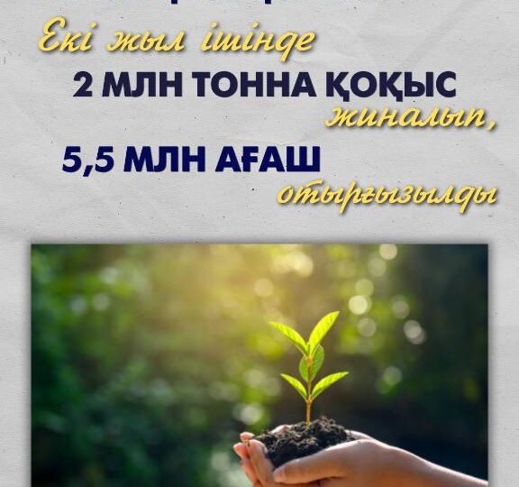 «Таза Қазақстан»: екі жылда 2 млн тонна қоқыс жиналып, 5,5 млн ағаш отырғызылды